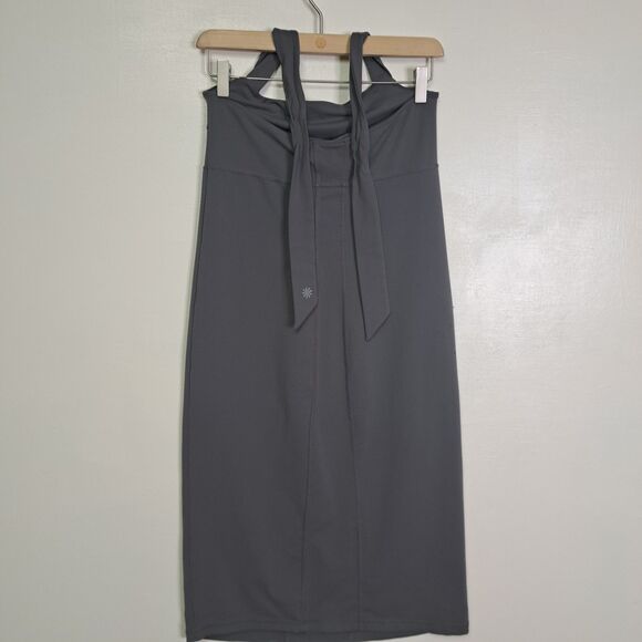 Athleta Sizzle Gray Shelf Bra Stretchy Nylon Spandex Halter Dress MT Medium Tall - Picture 4 of 11